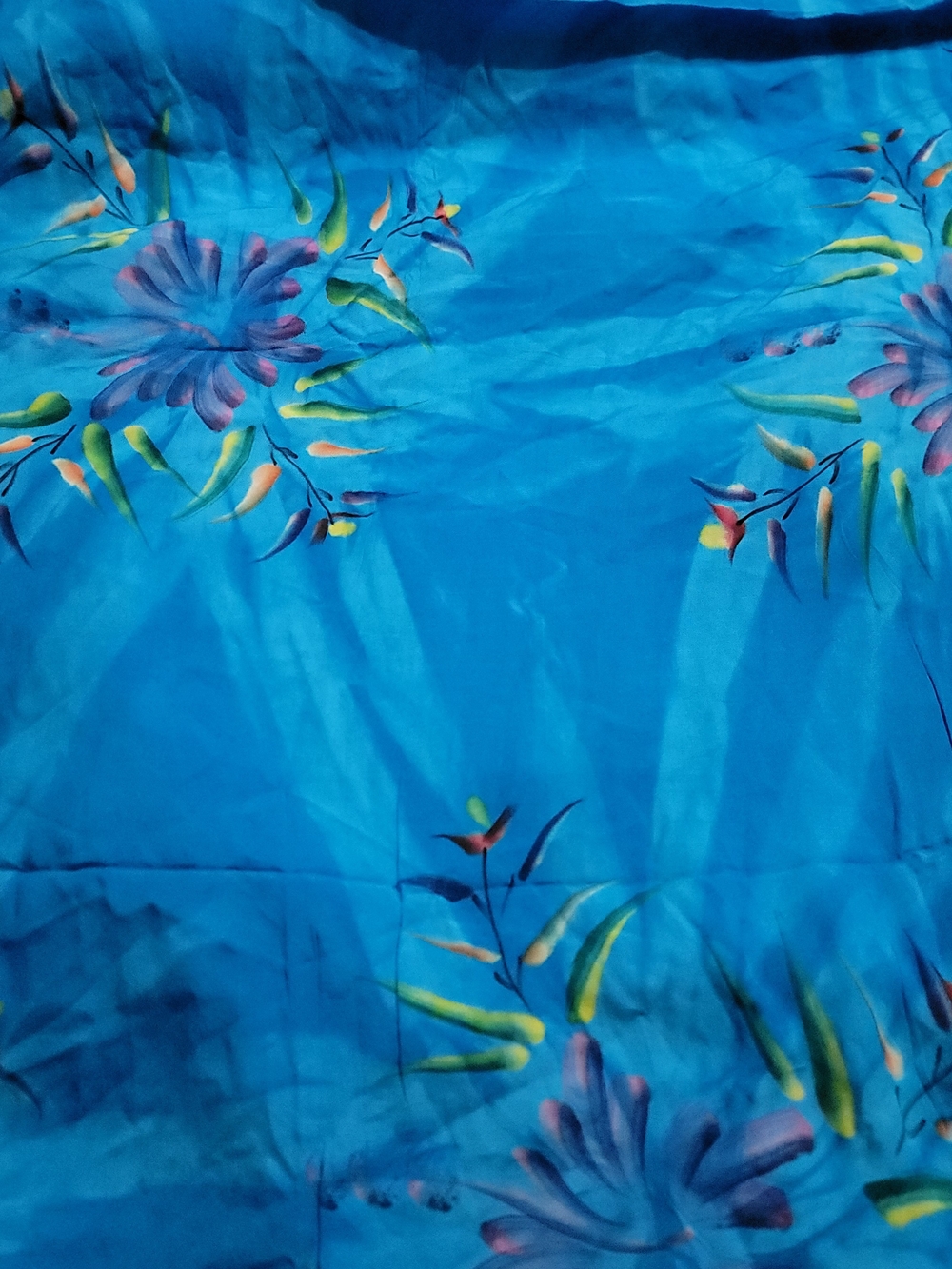 Tropical Batik Shawl Sarong Scarf 84x40 Blues Indonisia